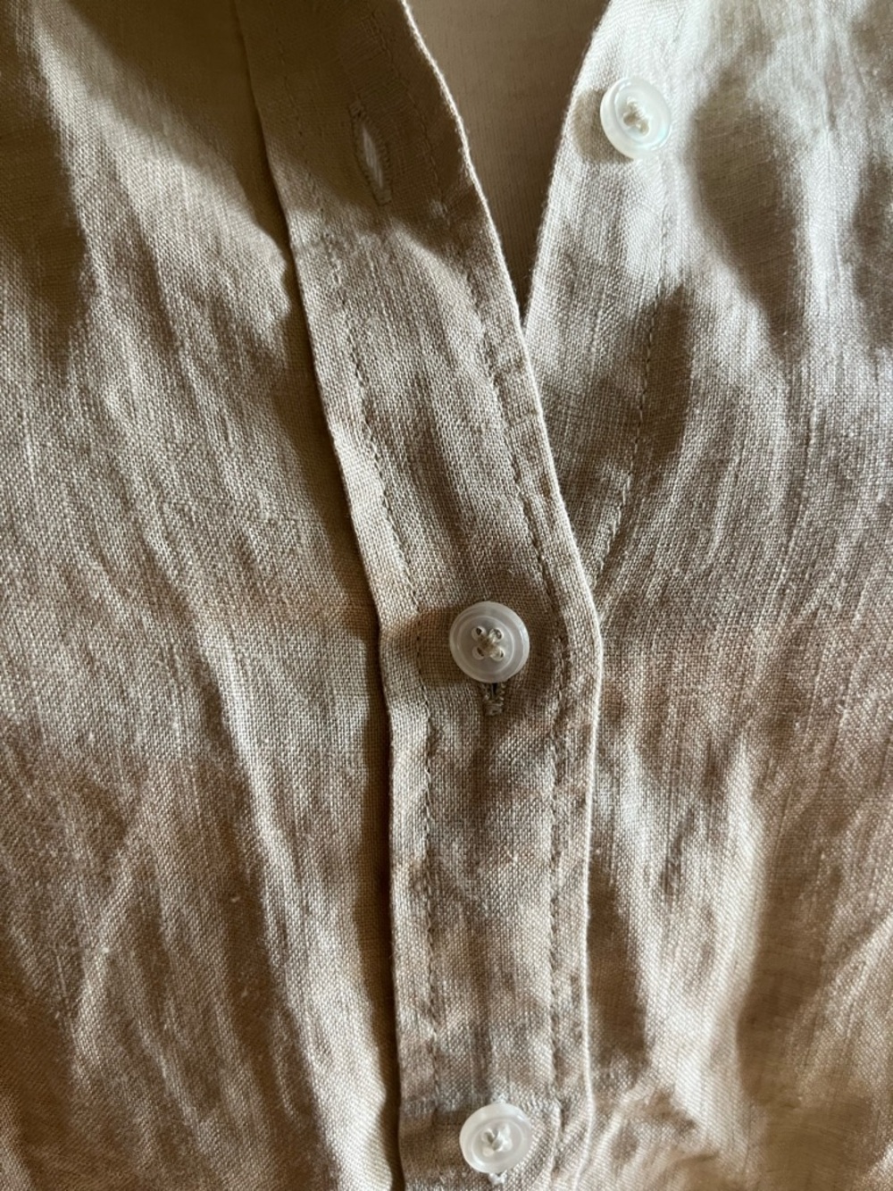 Quince 100% Ethically Sourced Natural European Linen Long Sleeve Top Driftwood - Picture 4 of 12